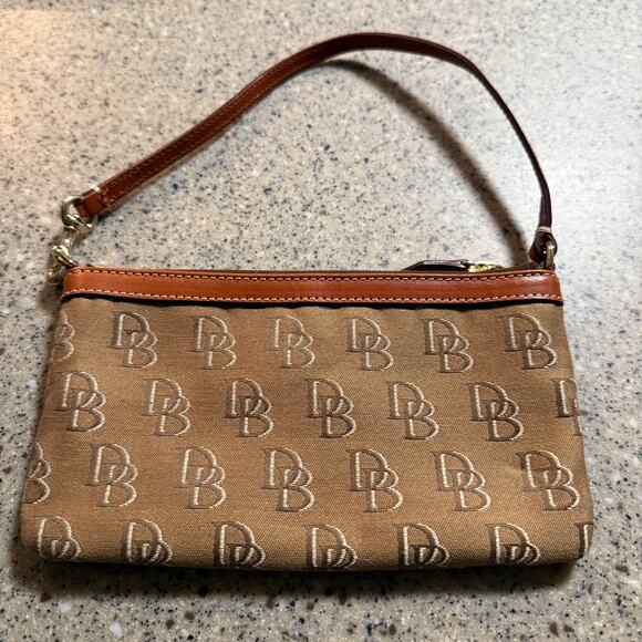 Dooney & Bourke Wristlet Bag Phone Holder , Red Interior Gold Hardware - Picture 2 of 4